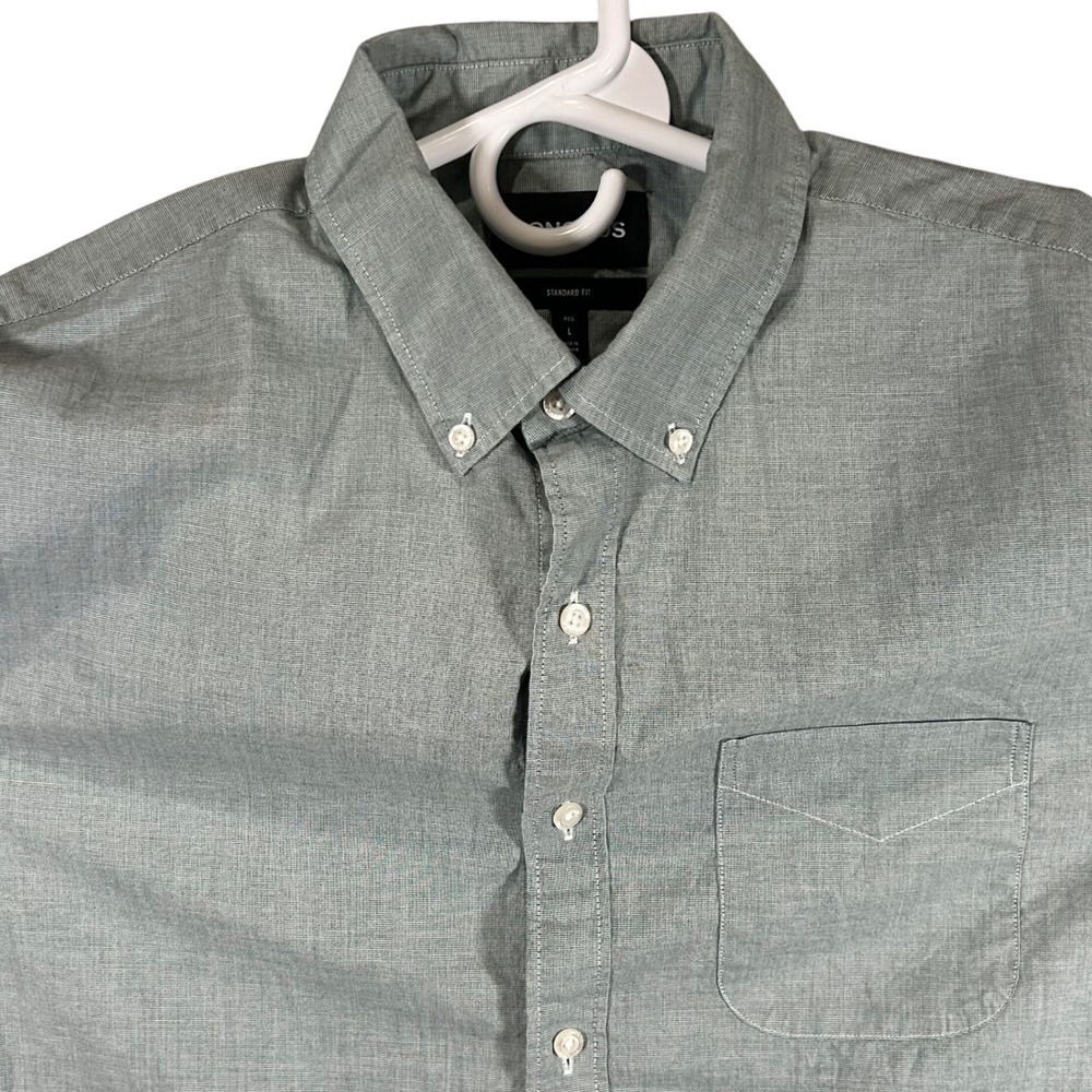 Bonobos Mens Standard Fit Button Down Shirt Sage Green Gray Cotton Blend Large